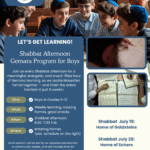 Boys Shabbat Afternoon Gemara Program