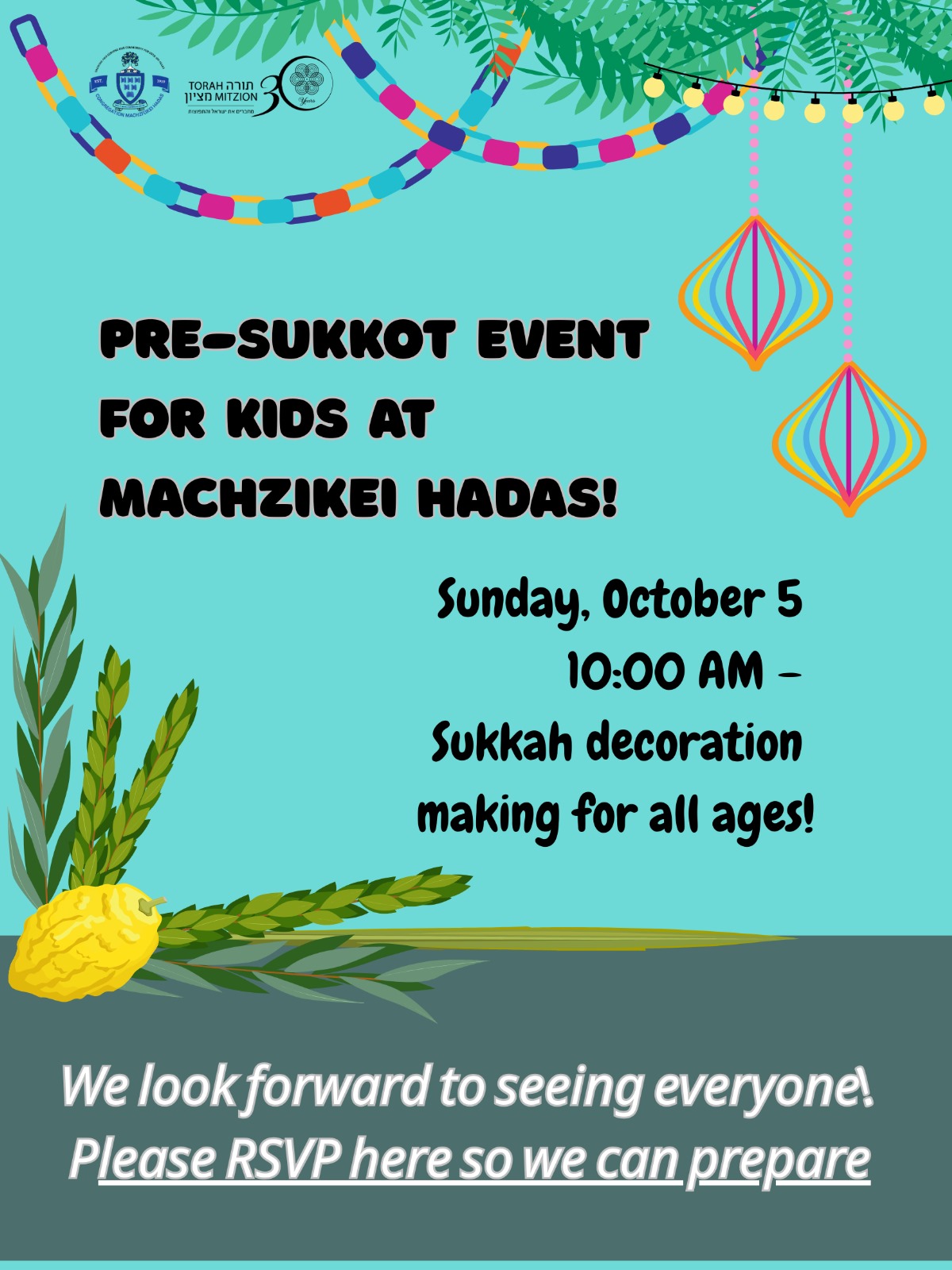 Pre-Sukkot Event at Machzikei Hadas!!