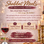 Pre-Pesach Shabbat Meals at CMH