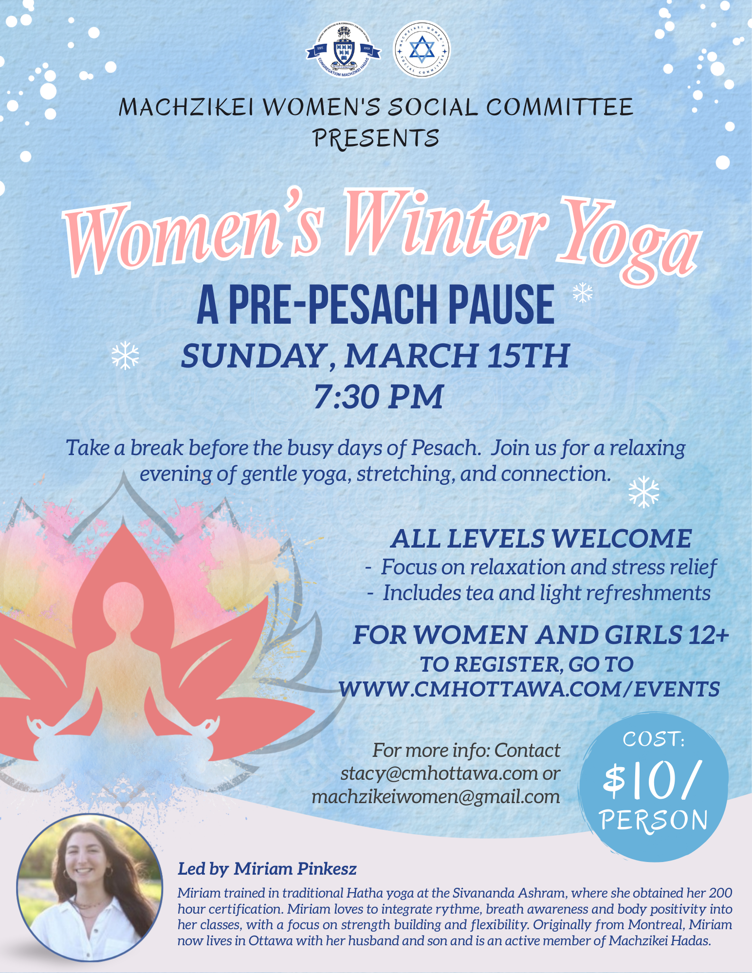 Women's Winter Yoga: A Pre-Pesach Pause