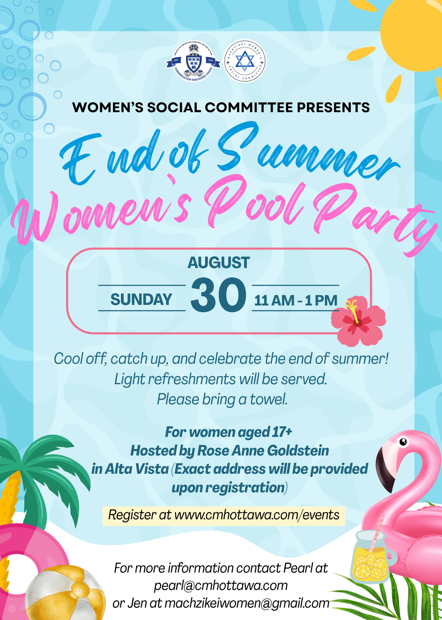 Machzikei End of Summer Women's Pool Party